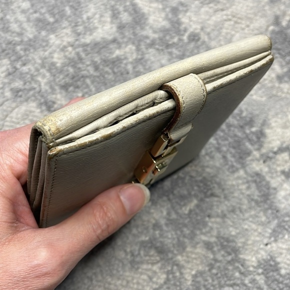 Gucci Leather Piston Lock Jackie Wallet Compact Ivory Gray - Picture 9 of 17